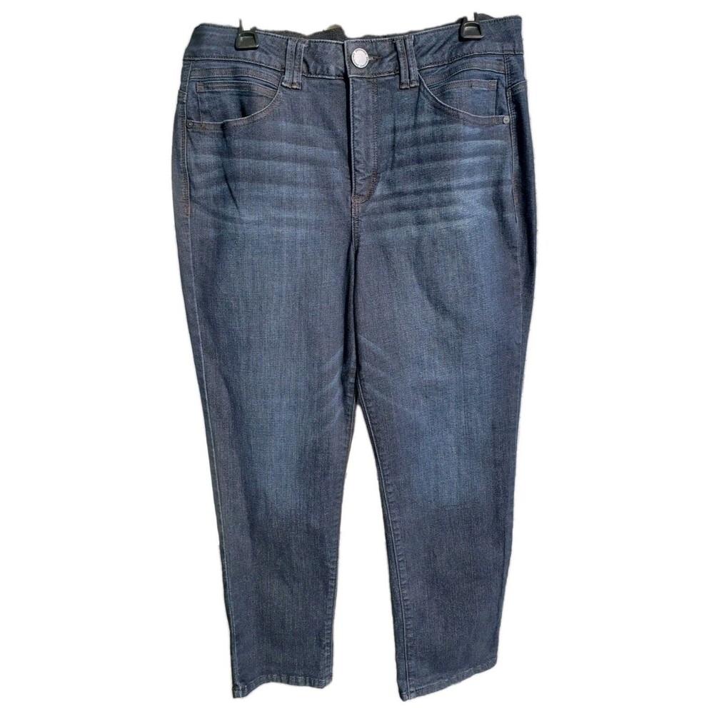 Democracy Jeans Women's Sz 14 "Ab Solution" StretchBand Waist Dark Wash Whiskers